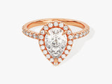 Pear Halo Moissanite Engagement Ring with Pave Set Side Stones (1.50 CT)