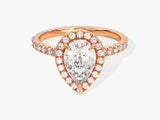 Pear Halo Lab Grown Diamond Engagement Ring with Pave Set Side Stones (1.50 CT)