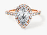 Pear Halo Moissanite Engagement Ring with Pave Set Side Stones (2.00 CT)