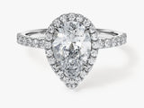 Pear Halo Moissanite Engagement Ring with Pave Set Side Stones (2.00 CT)