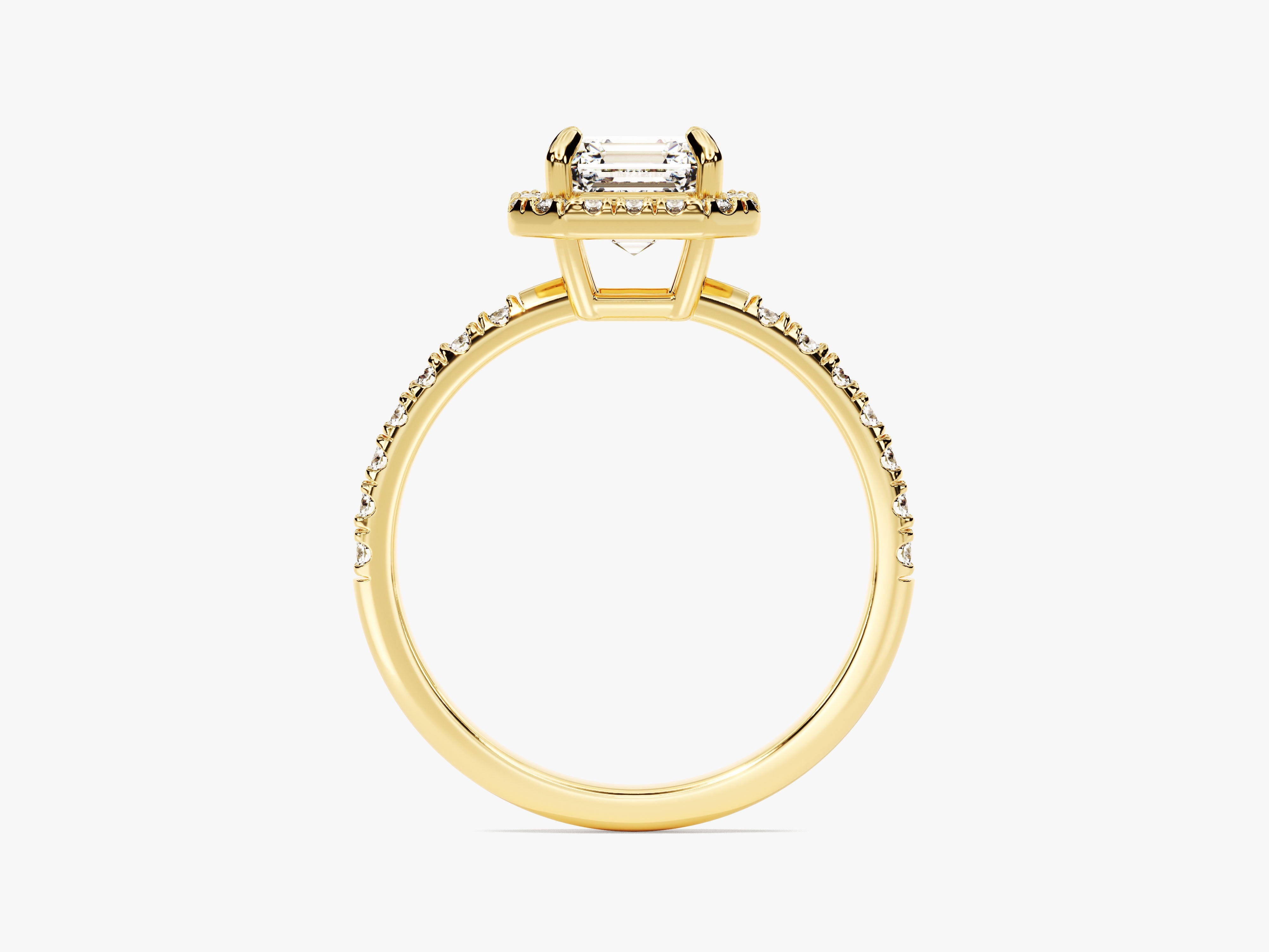 Asscher Halo Lab Grown Diamond Engagement Ring with Pave Set Side Stones (1.00 CT)