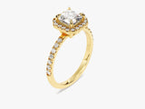 Asscher Halo Diamond Engagement Ring with Pave Set Side Stones (1.00 CT)