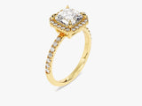 Asscher Halo Moissanite Engagement Ring with Pave Set Side Stones (1.50 CT)