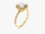 Asscher Halo Diamond Engagement Ring with Pave Set Side Stones (1.50 CT)