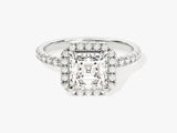 Asscher Halo Diamond Engagement Ring with Pave Set Side Stones (1.50 CT)