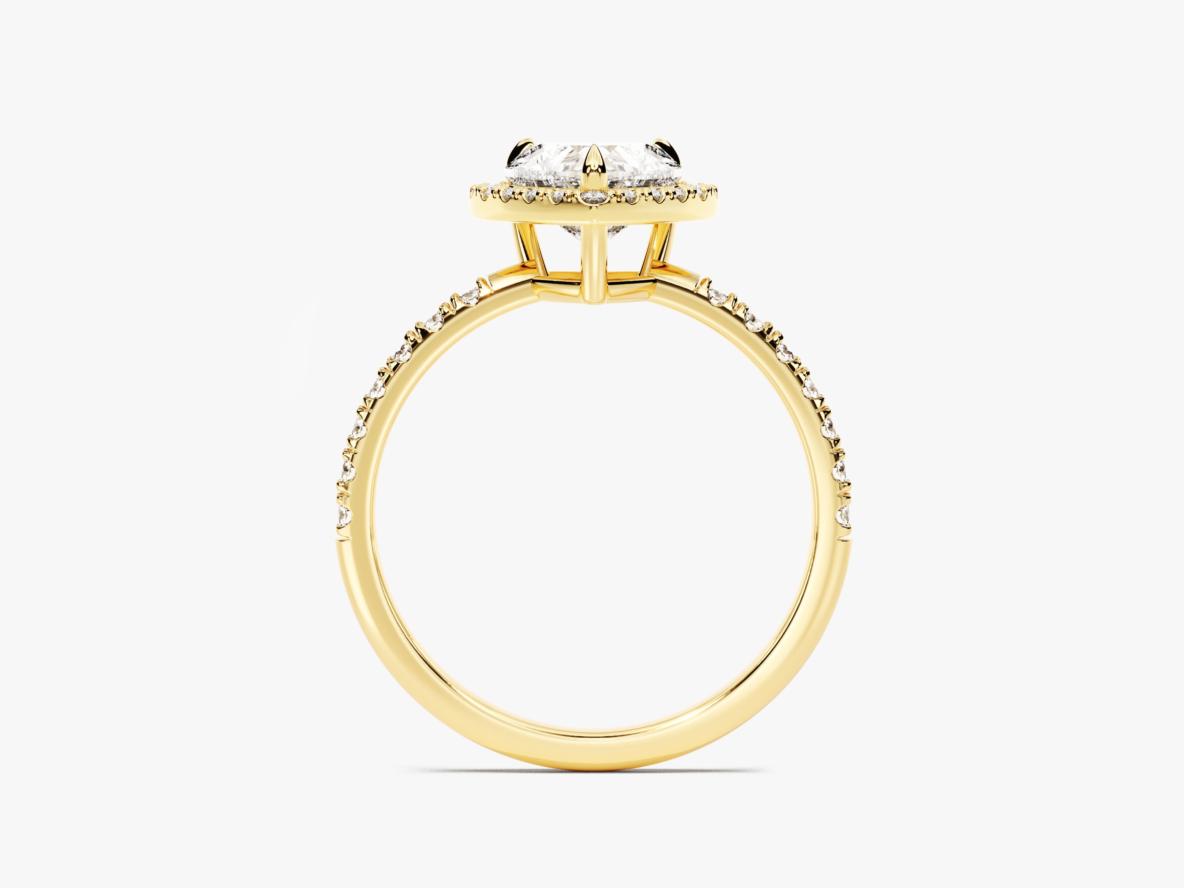 Heart Halo Diamond Engagement Ring with Pave Set Side Stones (1.00 CT)