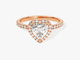 Heart Halo Moissanite Engagement Ring with Pave Set Side Stones (1.00 CT)
