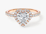 Heart Halo Lab Grown Diamond Engagement Ring with Pave Set Side Stones (1.00 CT)