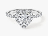 Heart Halo Lab Grown Diamond Engagement Ring with Pave Set Side Stones (1.00 CT)