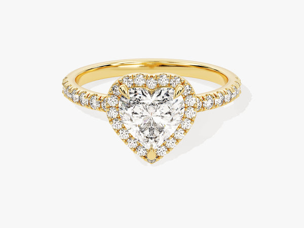 Heart Halo Diamond Engagement Ring with Pave Set Side Stones (1.00 CT)