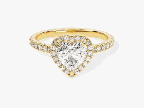 Heart Halo Moissanite Engagement Ring with Pave Set Side Stones (1.00 CT)