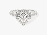 Heart Halo Lab Grown Diamond Engagement Ring with Pave Set Side Stones (1.50 CT)