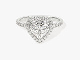 Heart Halo Moissanite Engagement Ring with Pave Set Side Stones (1.50 CT)