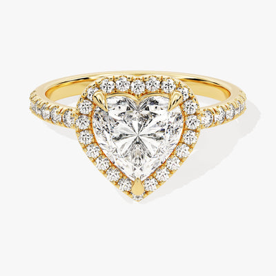 Heart Halo Diamond Engagement Ring with Pave Set Side Stones (1.50 CT)
