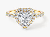 Heart Halo Lab Grown Diamond Engagement Ring with Pave Set Side Stones (1.50 CT)