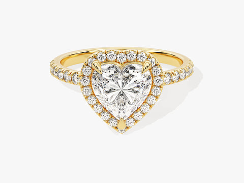 Heart Halo Moissanite Engagement Ring with Pave Set Side Stones (1.50 CT)