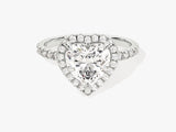 Heart Halo Moissanite Engagement Ring with Pave Set Side Stones (2.00 CT)