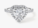 Heart Halo Lab Grown Diamond Engagement Ring with Pave Set Side Stones (2.00 CT)