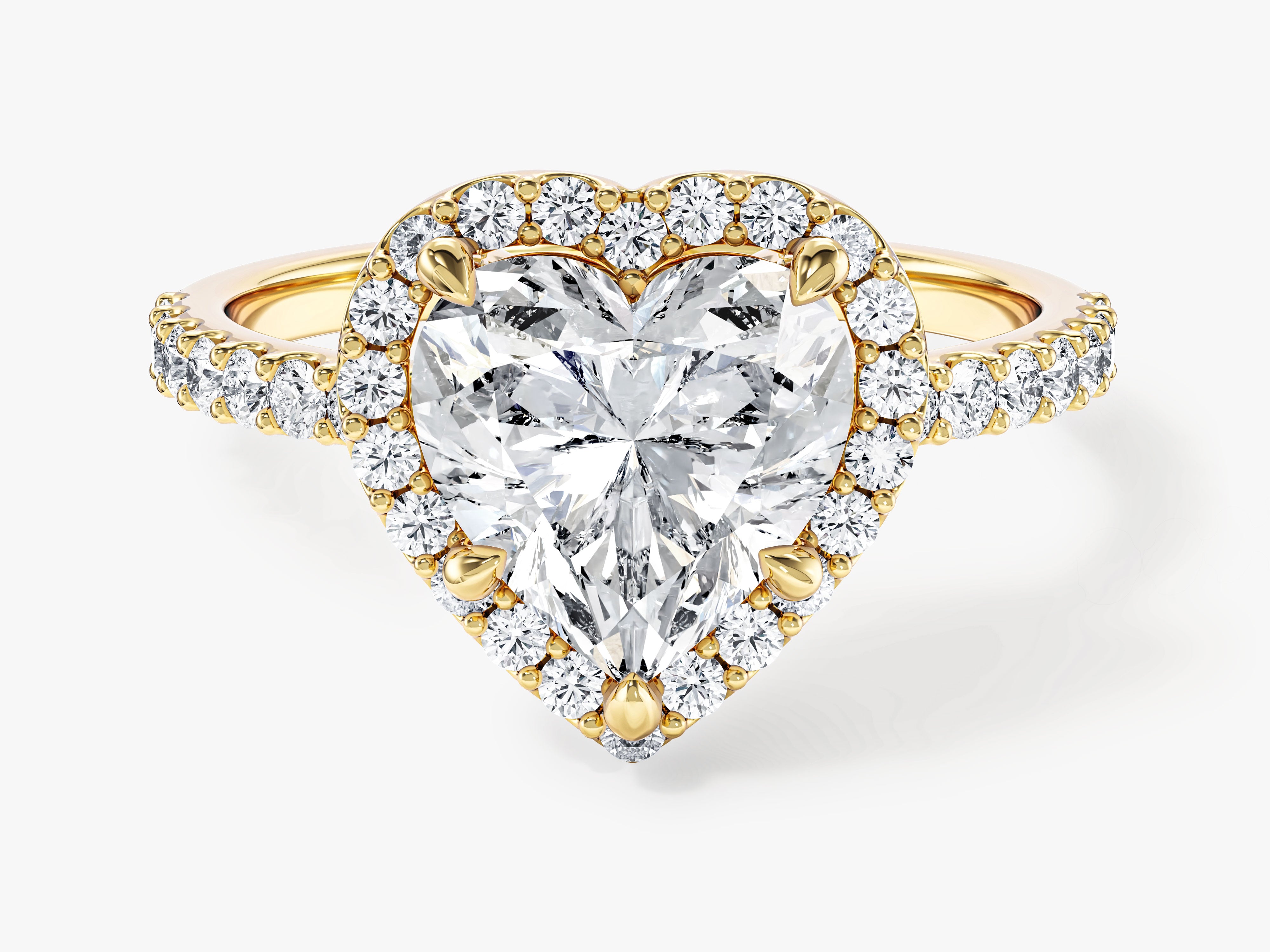 Heart Halo Moissanite Engagement Ring with Pave Set Side Stones (2.00 CT)