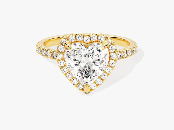 Heart Halo Diamond Engagement Ring with Pave Set Side Stones (2.00 CT)