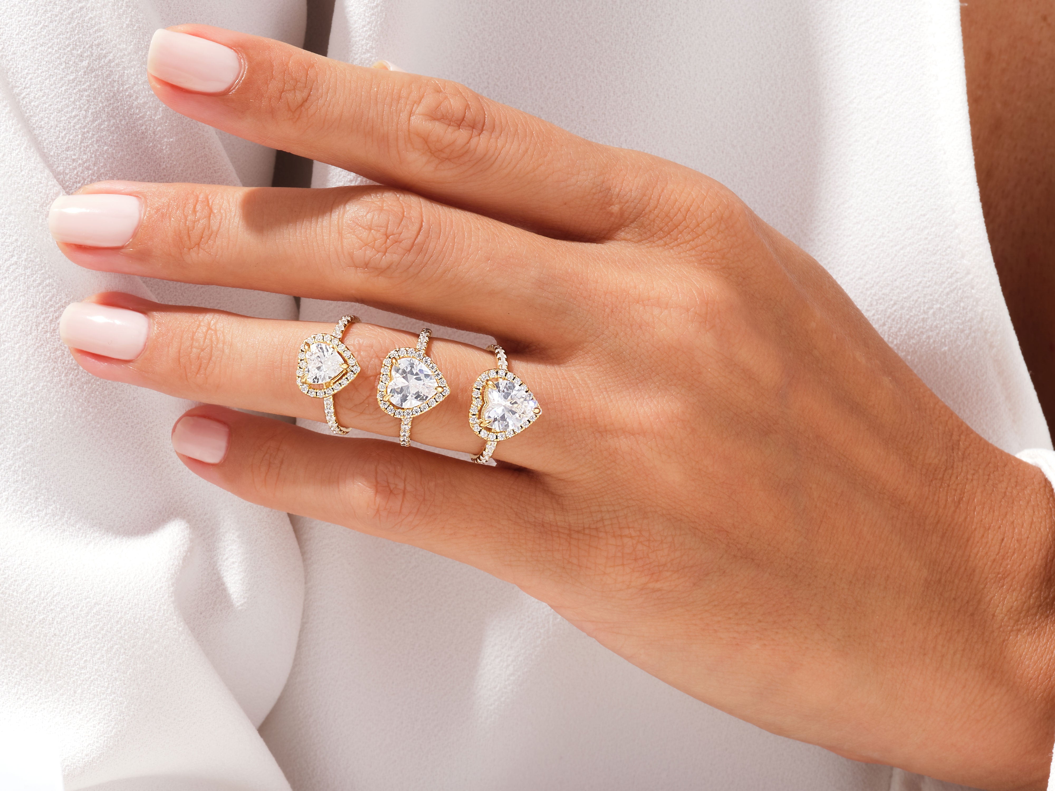 Heart Halo Diamond Engagement Ring with Pave Set Side Stones (1.50 CT)