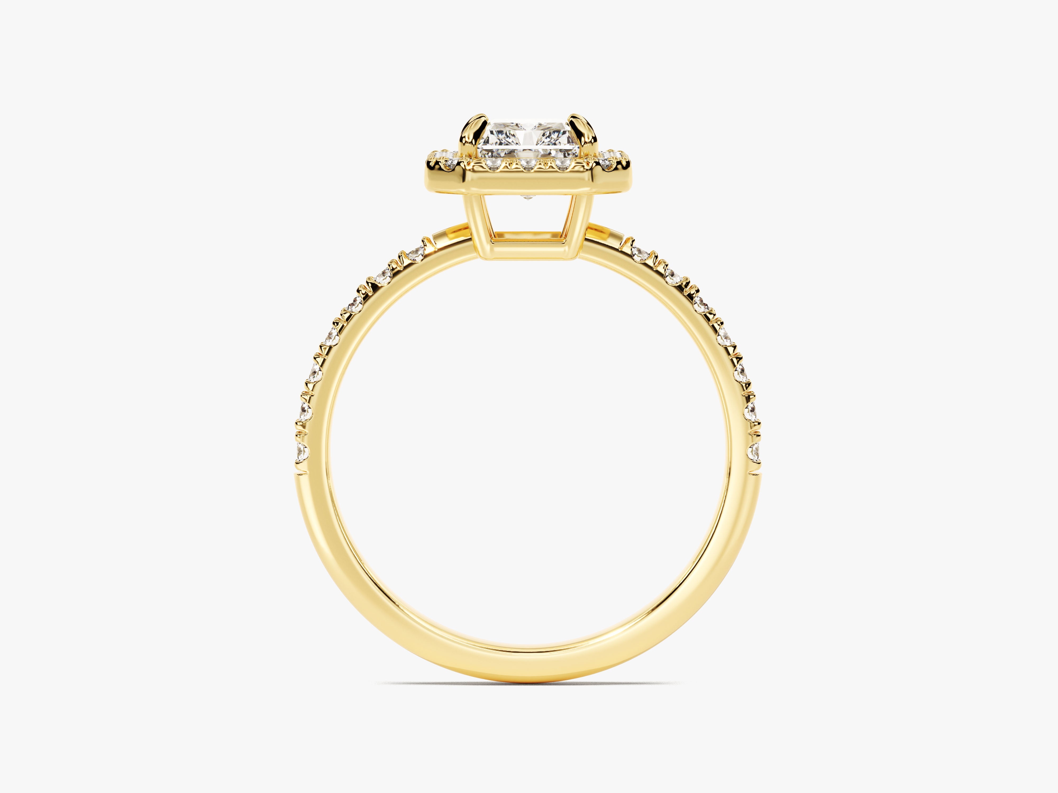 Radiant Halo Diamond Engagement Ring with Pave Set Side Stones (1.00 CT)