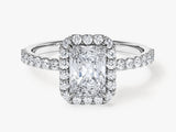 Radiant Halo Lab Grown Diamond Engagement Ring with Pave Set Side Stones (1.00 CT)