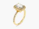 Radiant Halo Lab Grown Diamond Engagement Ring with Pave Set Side Stones (2.00 CT)