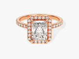 Radiant Halo Moissanite Engagement Ring with Pave Set Side Stones (2.00 CT)