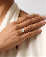 Marquise Halo Lab Grown Diamond Engagement Ring with Pave Set Side Stones (1.50 CT)