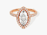 Marquise Halo Moissanite Engagement Ring with Pave Set Side Stones (1.50 CT)