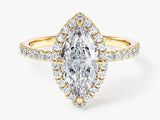 Marquise Halo Lab Grown Diamond Engagement Ring with Pave Set Side Stones (1.50 CT)