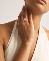 Marquise Halo Lab Grown Diamond Engagement Ring with Pave Set Side Stones (1.50 CT)