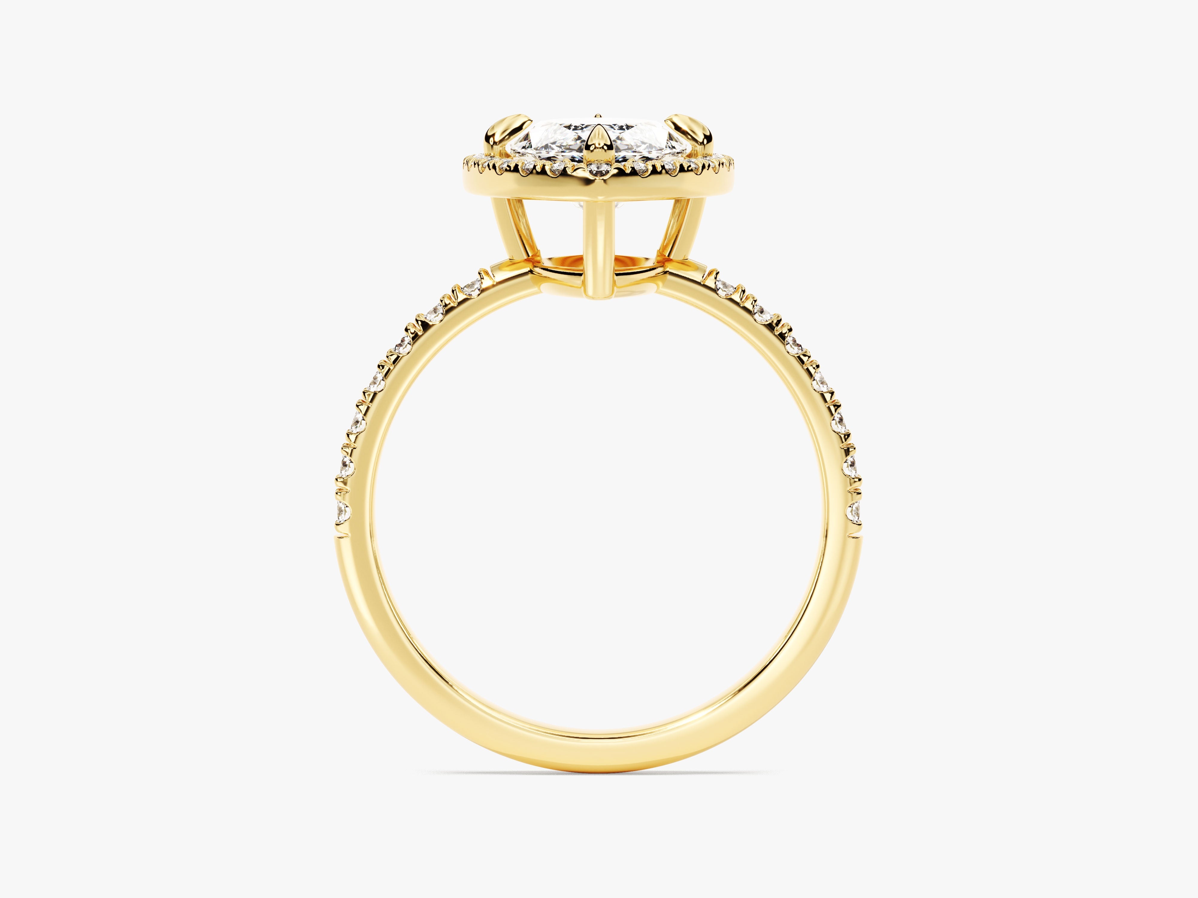 Marquise Halo Diamond Engagement Ring with Pave Set Side Stones (2.00 CT)