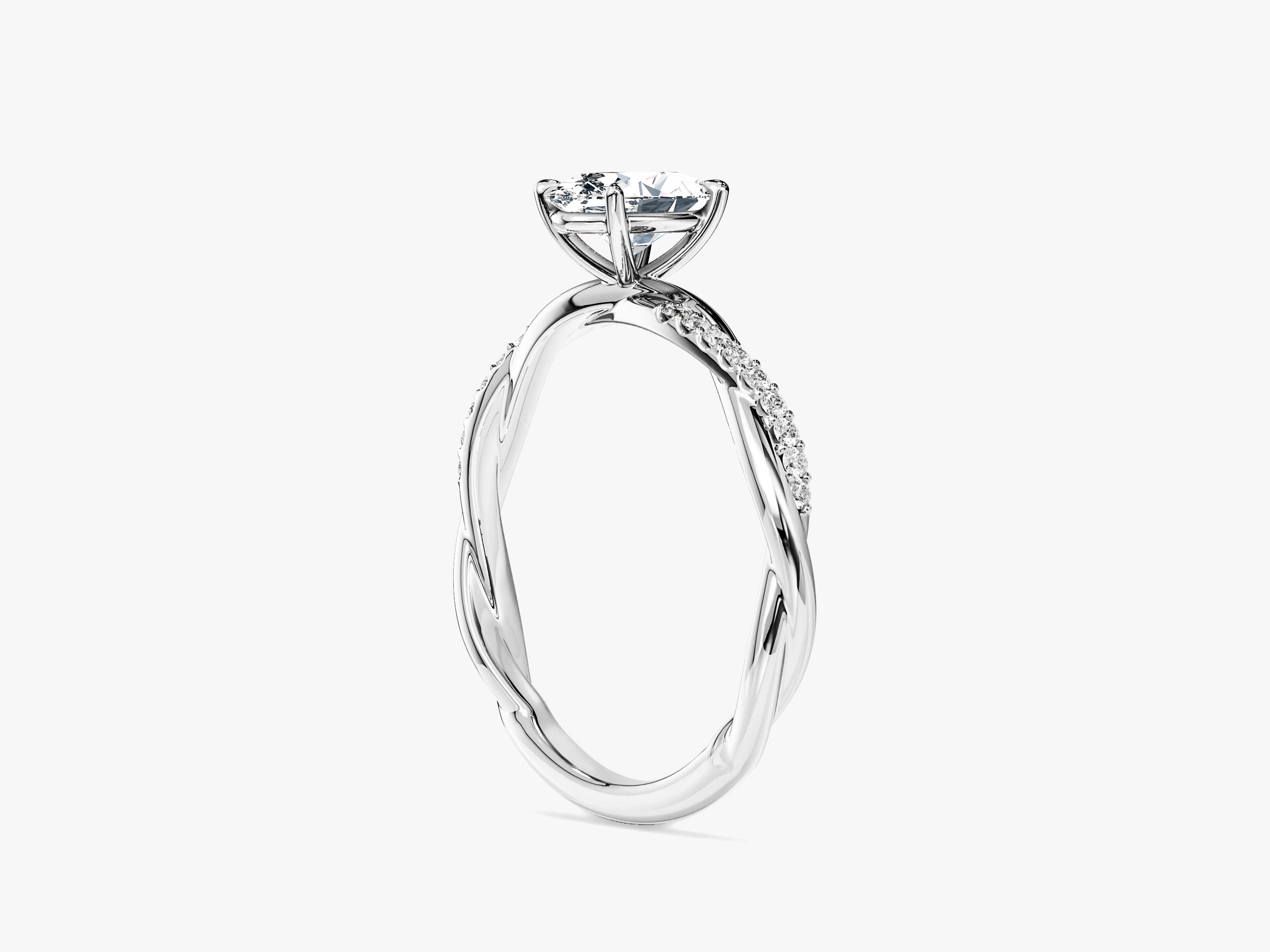 Oval Twisted Lab Grown Diamond Engagement Ring with Pave Set Side Stones (1.00 CT)