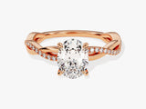 Oval Twisted Lab Grown Diamond Engagement Ring with Pave Set Side Stones (1.50 CT)