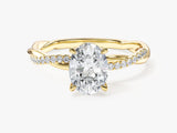 Oval Twisted Lab Grown Diamond Engagement Ring with Pave Set Side Stones (1.50 CT)