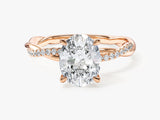 Oval Twisted Lab Grown Diamond Engagement Ring with Pave Set Side Stones (2.00 CT)