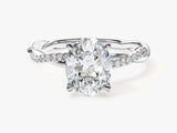 Oval Twisted Lab Grown Diamond Engagement Ring with Pave Set Side Stones (2.00 CT)