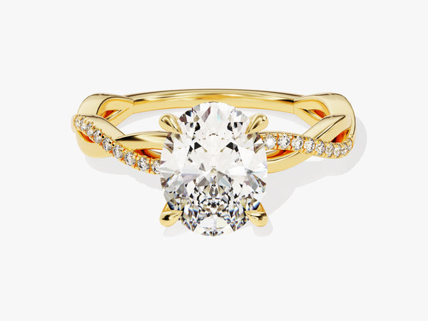 Oval Twisted Diamond Engagement Ring with Pave Set Side Stones (2.00 CT)