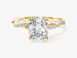 Oval Twisted Lab Grown Diamond Engagement Ring with Pave Set Side Stones (2.00 CT)