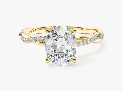 Oval Twisted Moissanite Engagement Ring with Pave Set Side Stones (2.00 CT)