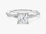 Princess Twisted Lab Grown Diamond Engagement Ring with Pave Set Side Stones (1.00 CT)