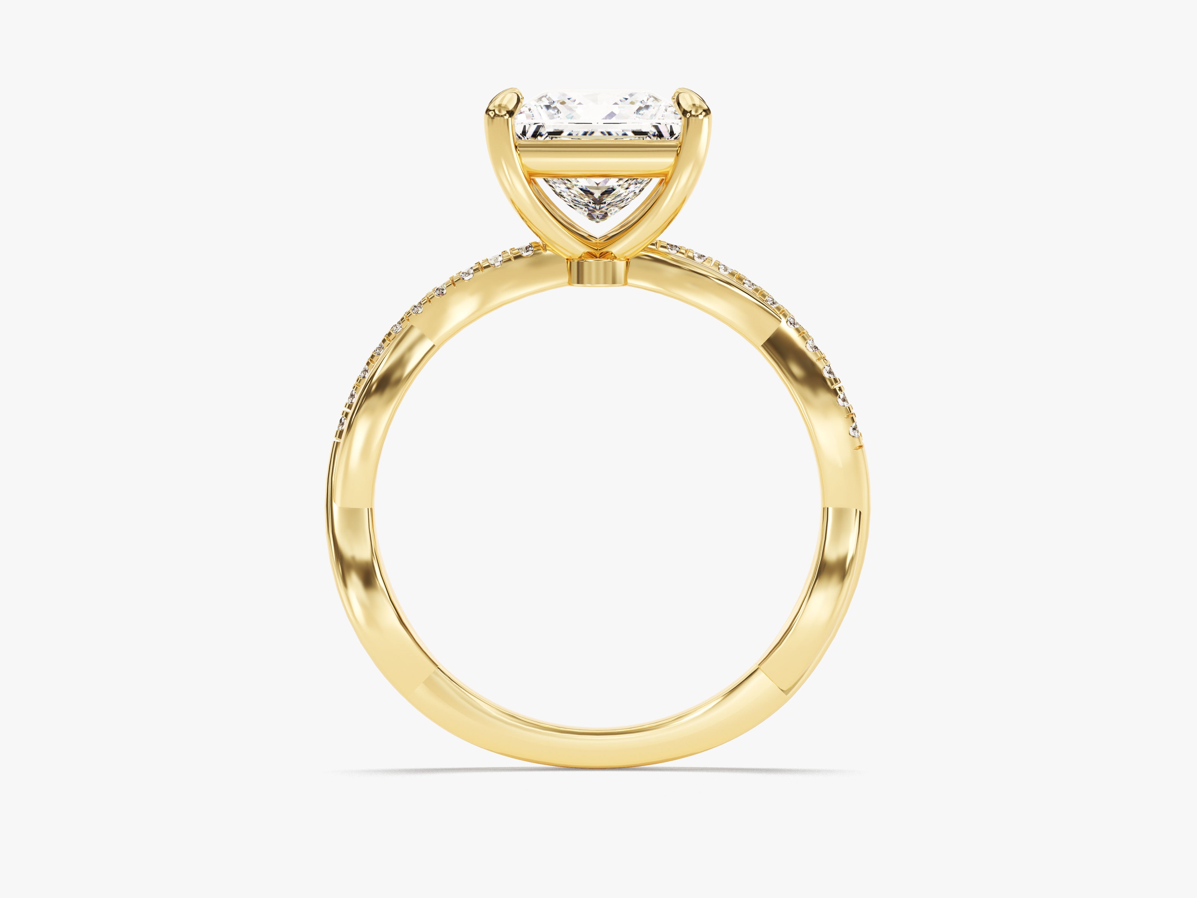 Princess Twisted Diamond Engagement Ring with Pave Set Side Stones (1.50 CT)