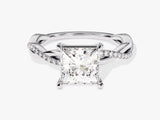 Princess Twisted Moissanite Engagement Ring with Pave Set Side Stones (1.50 CT)