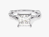 Princess Twisted Lab Grown Diamond Engagement Ring with Pave Set Side Stones (1.50 CT)