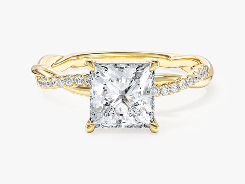 Princess Twisted Moissanite Engagement Ring with Pave Set Side Stones (1.50 CT)