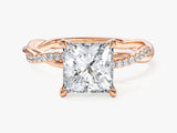 Princess Twisted Lab Grown Diamond Engagement Ring with Pave Set Side Stones (2.00 CT)