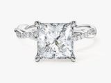 Princess Twisted Moissanite Engagement Ring with Pave Set Side Stones (3.00 CT)