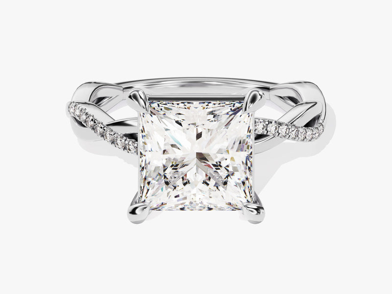 Princess cut diamond engagement ring with twisted band
